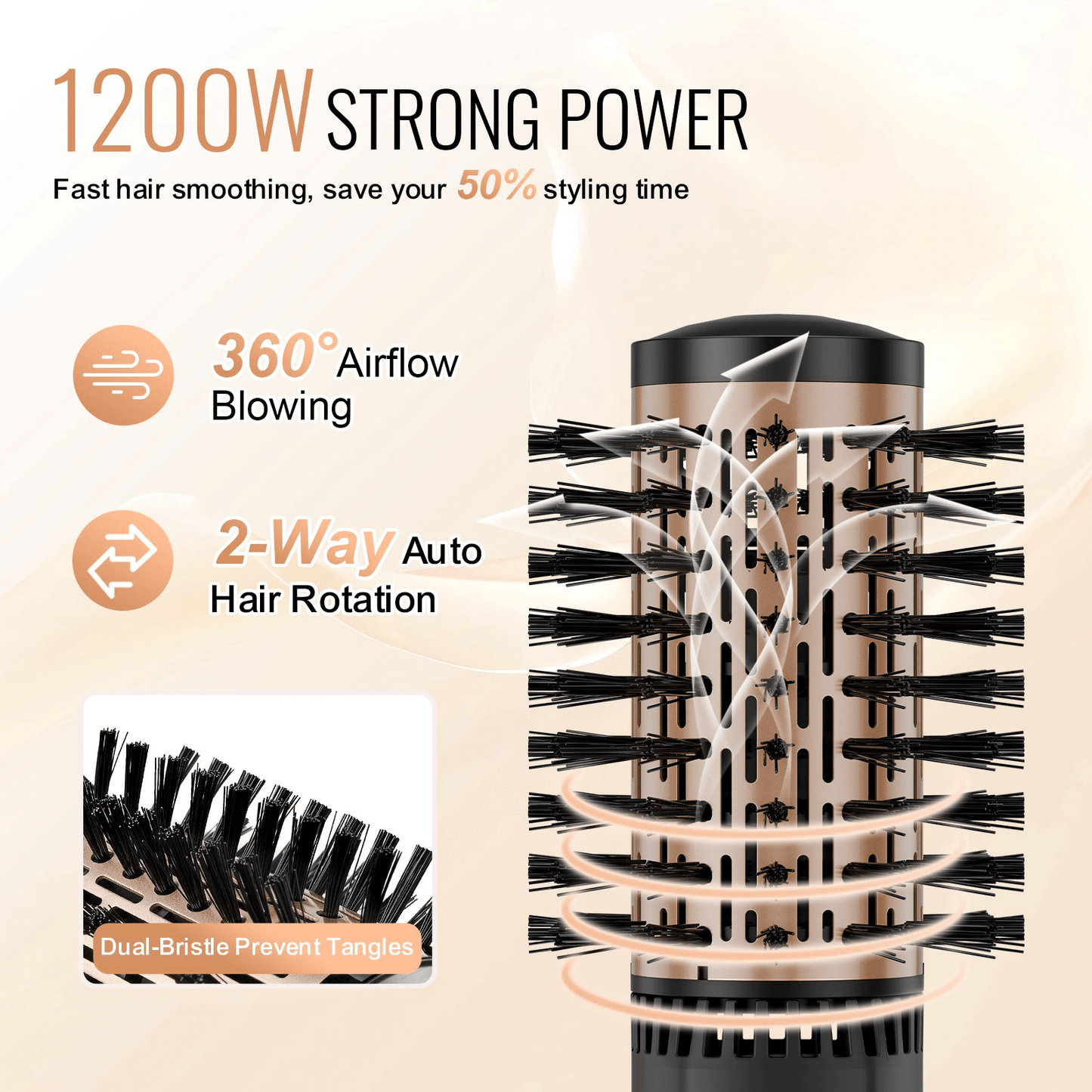 VEVOR Rotating Hair Dryer Brush – Salon-Quality Styling Made Easy