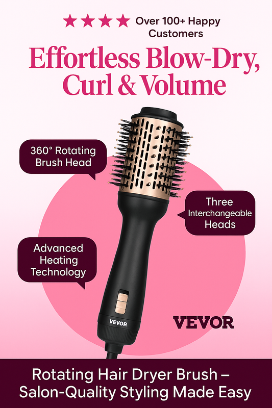 VEVOR Rotating Hair Dryer Brush – Salon-Quality Styling Made Easy