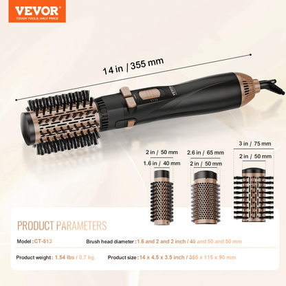 VEVOR Rotating Hair Dryer Brush – Salon-Quality Styling Made Easy